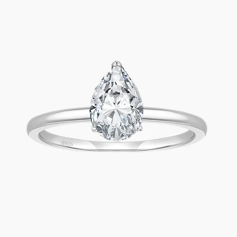 2CT 925 Sterling Silver Teardrop Engagement Rings