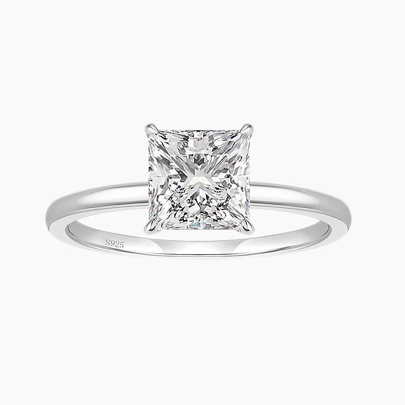 925 Sterling Silver Princess Cut Cubic Zirconia Promise Ring