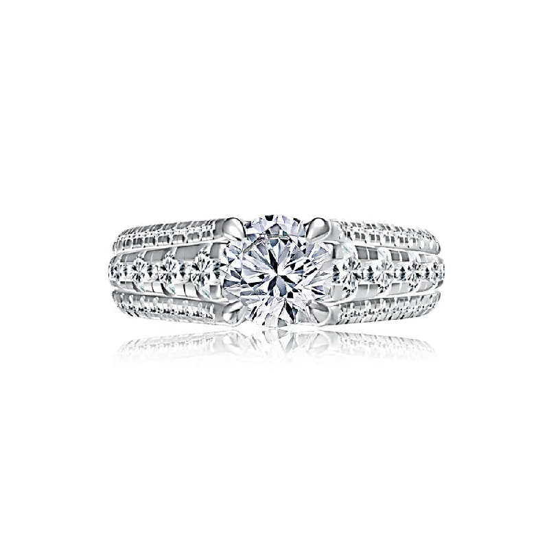 A. Jaffe 14k Round Diamond Three Row Engagement Ring