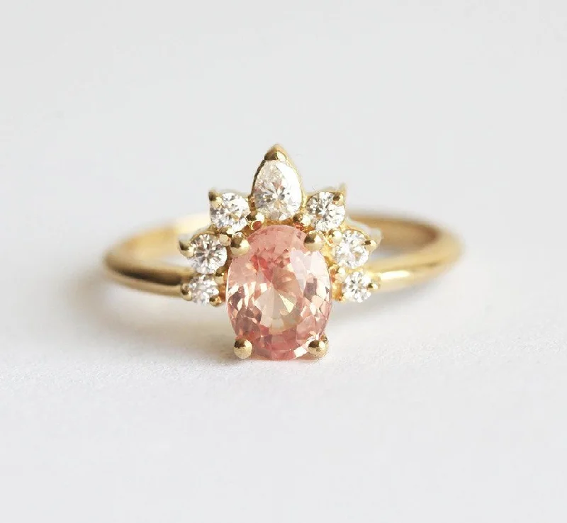 Iravati Peach Sapphire Diamond Ring