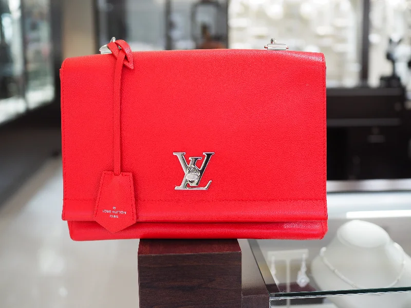 Louis Vuitton Lock Me II Red Leather Adjustable Shoulder Bag