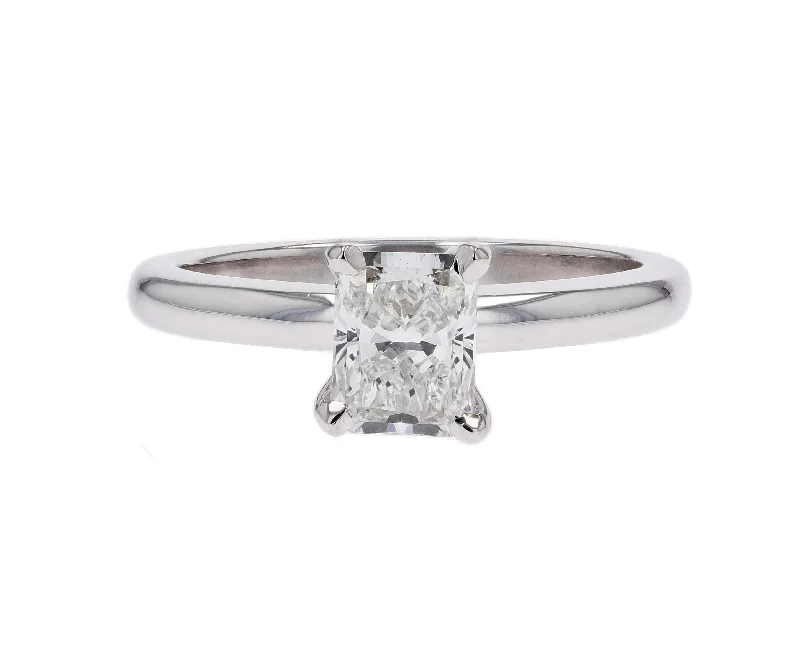 Radiant Cut Lab Created Diamond White Gold Solitaire Engagement Ring