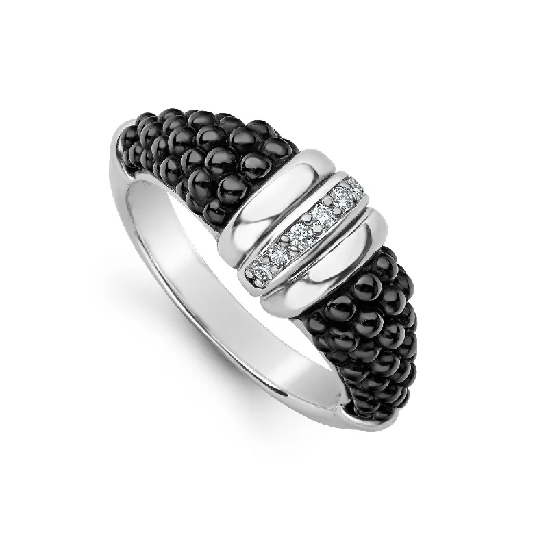 Black Caviar Ceramic Diamond Stacking Ring