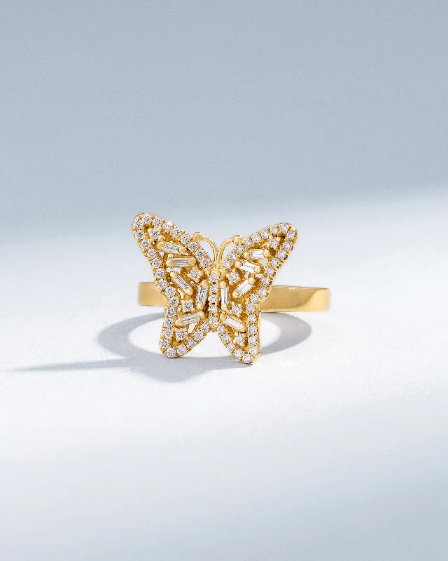 Bold Small Butterfly Diamond Ring