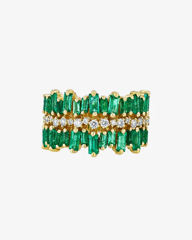 Double Short Stack Emerald Half Band