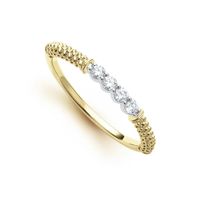 Signature Caviar 18K Gold Superfine Diamond Stacking Ring