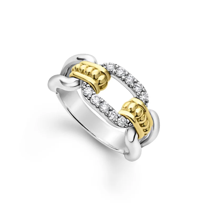 Signature Caviar Two-Tone Link Diamond Ring