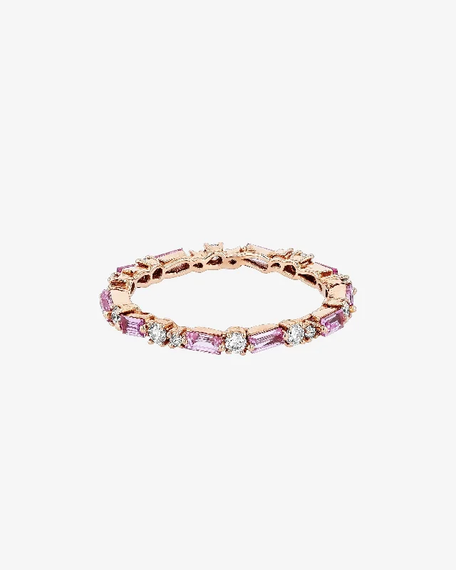 Thin Mix Pink Sapphire Eternity Band