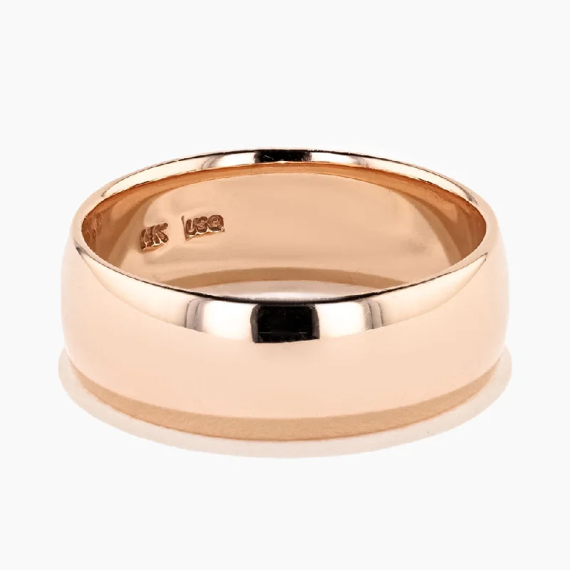 Comfort Fit Wedding Band - 14K Rose Gold, 7mm, Size 8.5 (RTS)