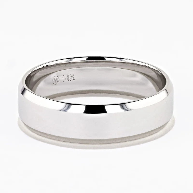 Ridge Mens Wedding Band (RTS) - 14k White Gold