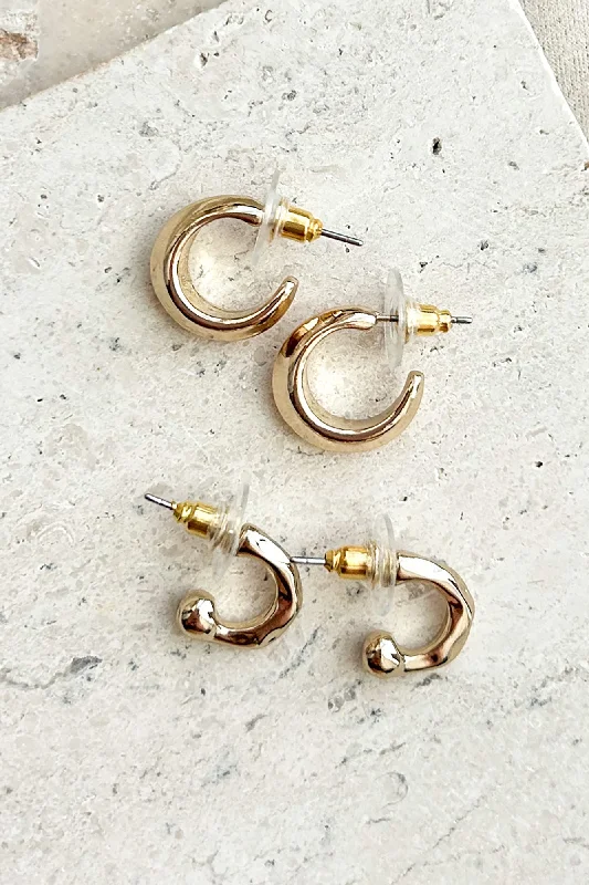 Newsworthy Style Mini Hoop Earring Set (Gold)