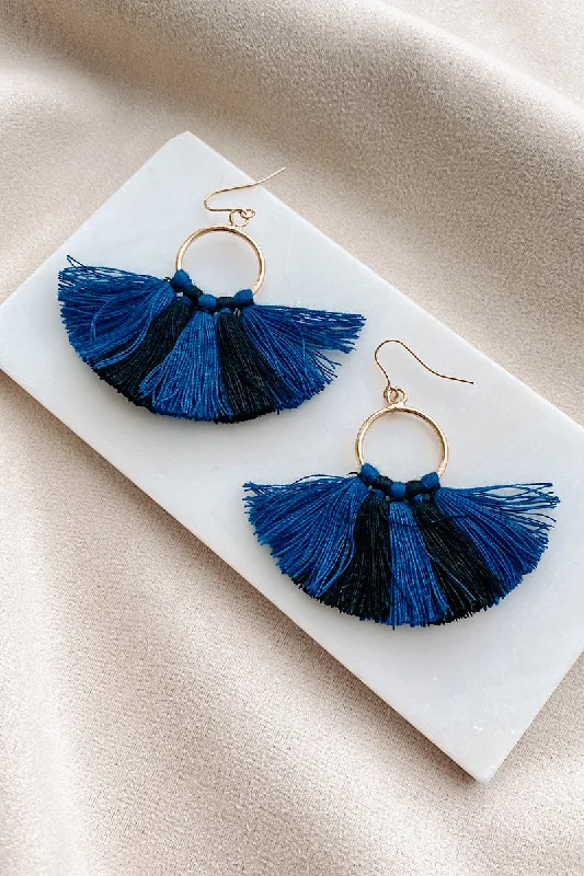 Royal Flush Hoop Earrings (Blue)