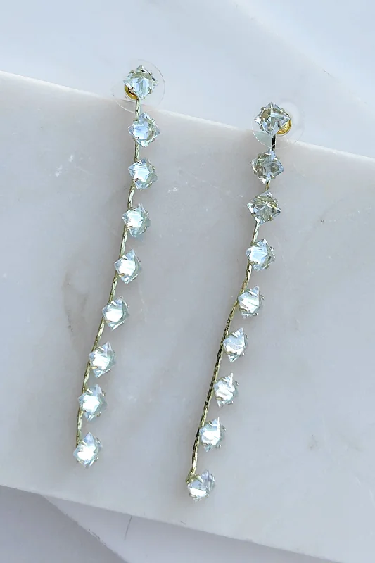 Sparkle Avenue Rhinestone Dangle Earrings (Gold/Clear)