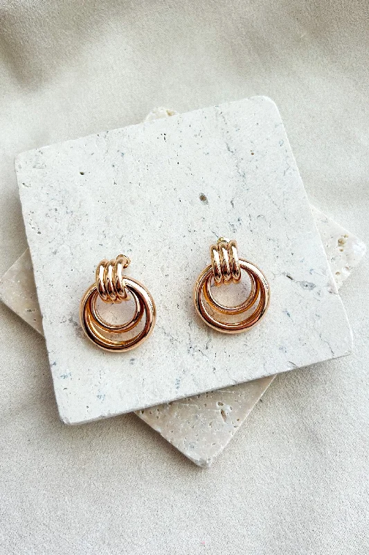 Uptown Glam Layered Hoop Door Knocker Earrings (Gold)