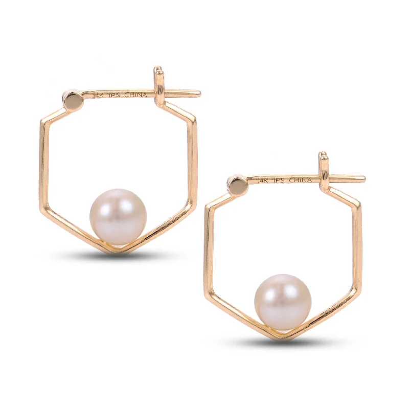 Limited-Stock Jewelry Sale – Once It's Gone, It's Gone 14K Cultured Pearl Geometric Earrings