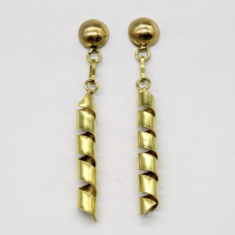 Handcrafted Beauty At Affordable Prices 14k Yellow Gold Corkscrew Earrings