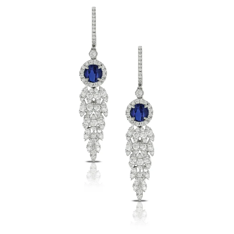 Elegant Jewelry Pieces At Unbelievable Prices 18K White Gold Diamond and Sapphire Earring