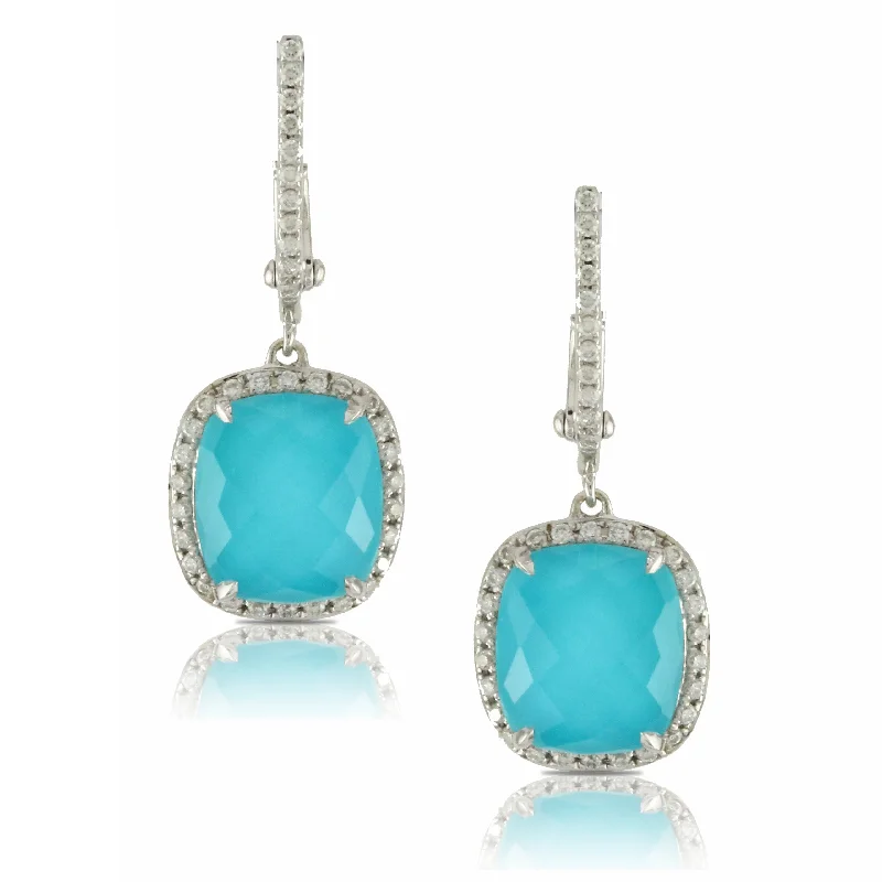 Last Chance To Grab Your Favorite Jewelry At A Discount 18K White Gold Diamond and Turquoise Earrings