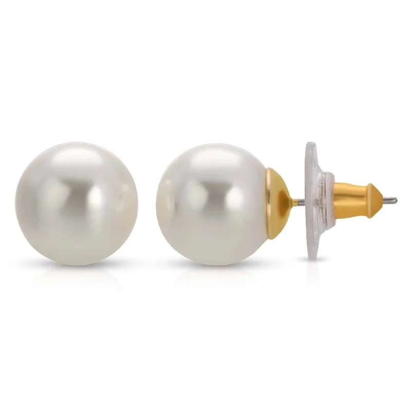 Luxury Handcrafted Jewelry For Elegant Looks 1928 Bridal 12mm Faux Pearl Button Earrings