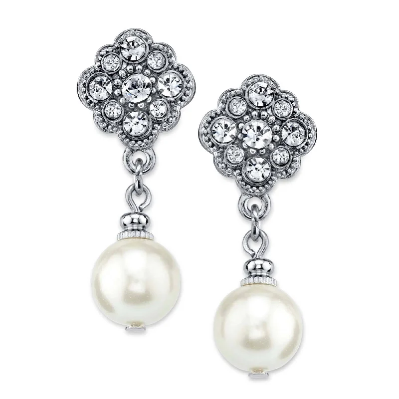 Huge Savings On Premium Jewelry Styles 1928 Bridal Faux Pearl And Crystal Drop Earrings