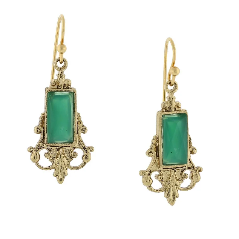 Buy More, Save More On Stunning Jewelry Pieces 1928 Jewelry Antique Inspired Glass Stone Baguette Wire Drop Earrings