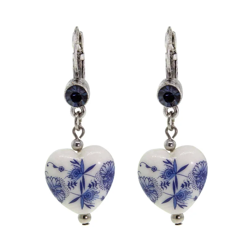 Elegant Jewelry Styles At Budget-Friendly Prices 1928 Jewelry Blue Willow Blue Stone Heart Drop Earrings