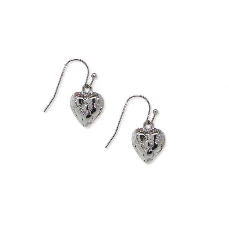 Personalized Engraved Jewelry For Meaningful Gifts 1928 Jewelry Etched Flower Puff Heart Drop Earrings