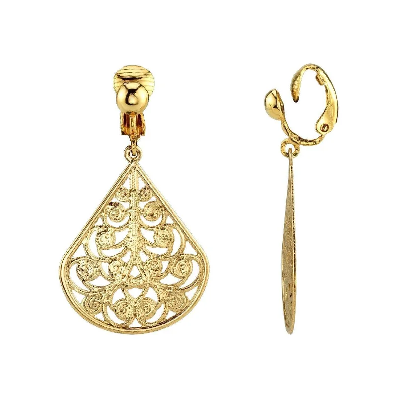 Buy More, Save More On Stunning Jewelry Pieces 1928 Jewelry Filigree Teardrop Clip On Earrings