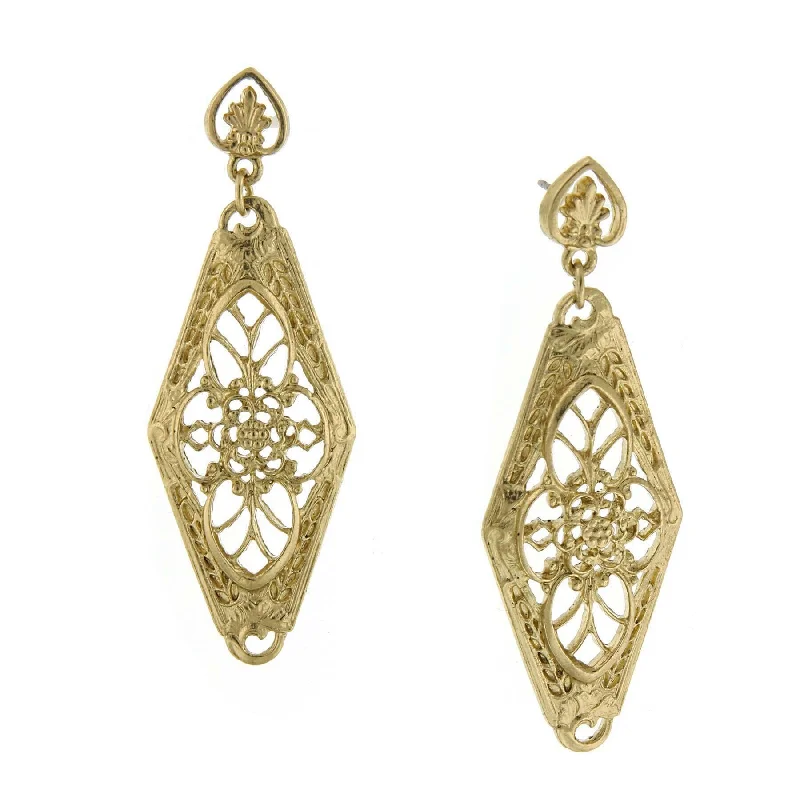 Dazzle With Discounts – Shop Jewelry On Sale 1928 Jewelry Gold Filigree Lantern Post Drop Earrings