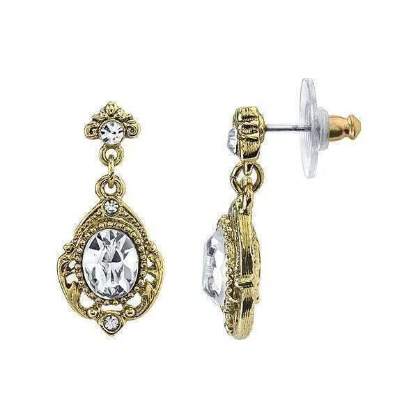 Your Perfect Accessory At The Perfect Price 1928 Jewelry Golden Glitz Oval Crystal Drop Earrings