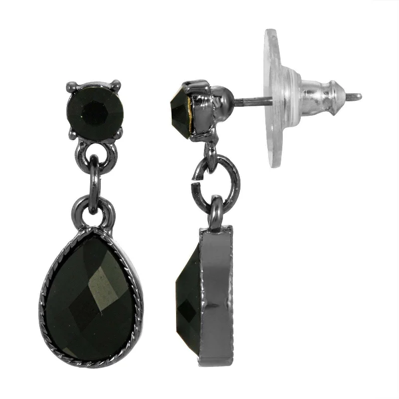 Jewelry Flash Sale – Stylish Designs At Unbeatable Rates 1928 Jewelry Petite Jet Black Stone Teardrop Post Drop Earrings