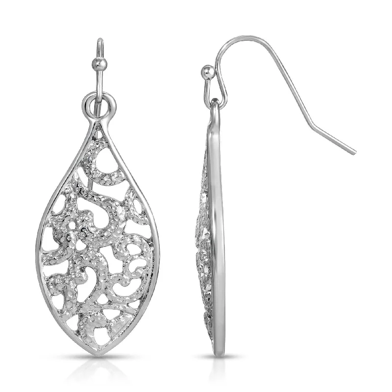 Unique Jewelry Designs Now At Discounted Rates 1928 Jewelry Silver Leaf Shape Filigree Drop Earrings