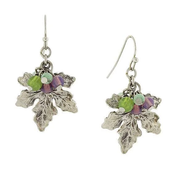 The Biggest Jewelry Sale Of The Year Is Here 1928 Jewelry Winery Grape Leaf Multi-Color Bead Accents Drop Earrings