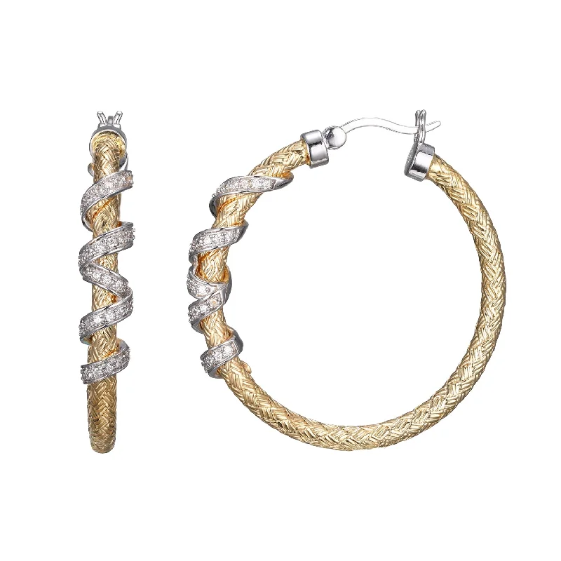 Elegant Jewelry At Unbeatable Offers – Shop Before It's Gone 2-Tone Mesh Hoop Earrings with Decorative Wrap