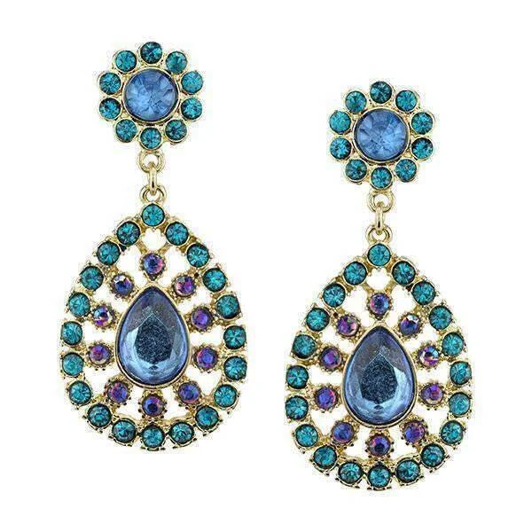 Shop Stylish Jewelry Now And Save Big 2028 Jewelry Blue Zircon And Blue Sapphire Ab Crystal Large Teardrop Drop Earrings