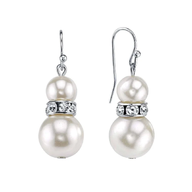 Waterproof Stainless Steel Jewelry For Lasting Beauty 2028 Jewelry White Double Drop Faux Pearl Earrings