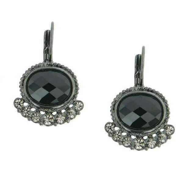 Luxury Meets Affordability – Jewelry Sale Now Live 2028 Jewelry Black Oval Stone & Diamond Crystal Lever Back Earrings