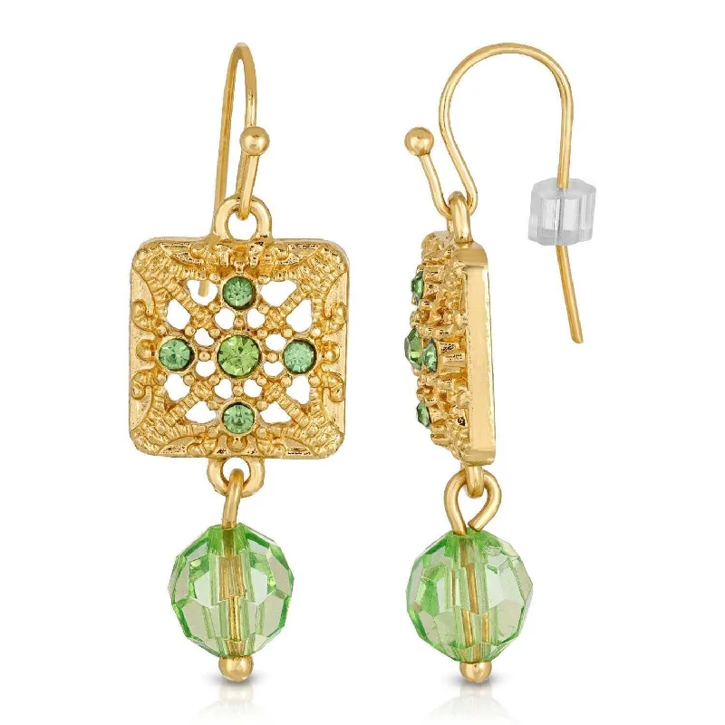 Fine Jewelry, Limited-Time Offers Available 2028 Jewelry Square Green Crystal Filigree Drop Bead Earrings