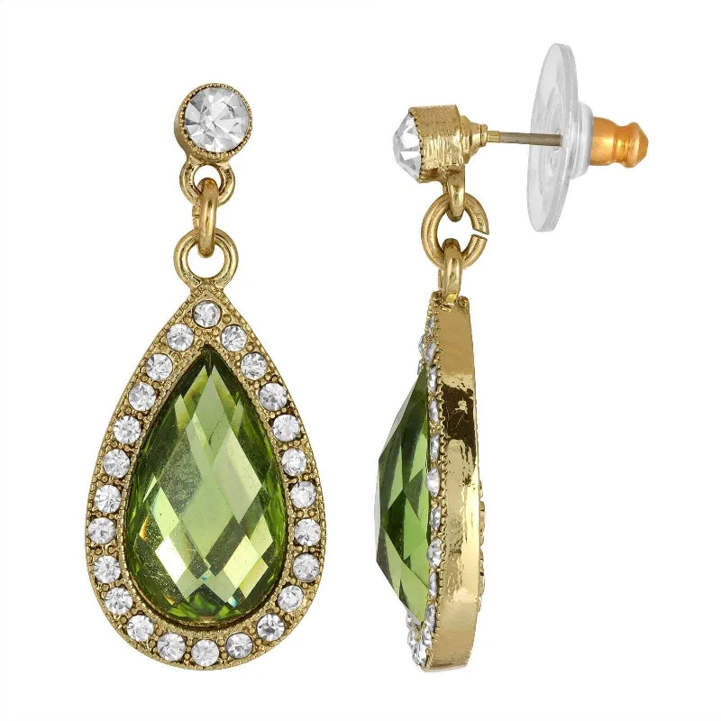 Jewelry Clearance Sale – Final Reductions 2028 Jewelry Peridot Green Teardrop European Clear Crystal Accent Teardrop Earrings