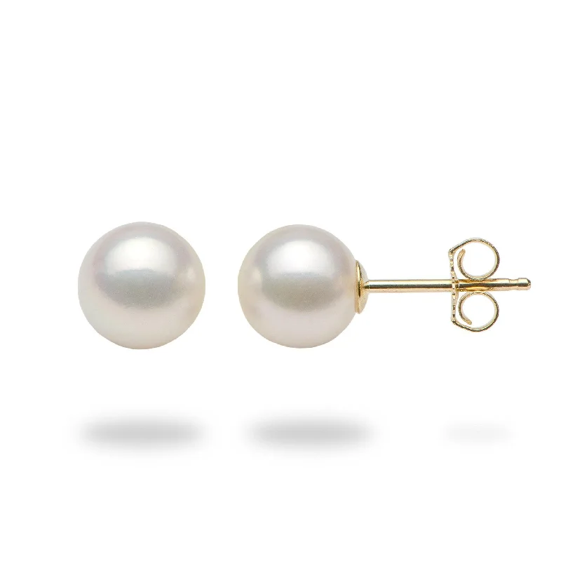 The Ultimate Jewelry Sale – Shop Premium Styles Akoya White Pearl Earrings in Gold - 7-7.5mm