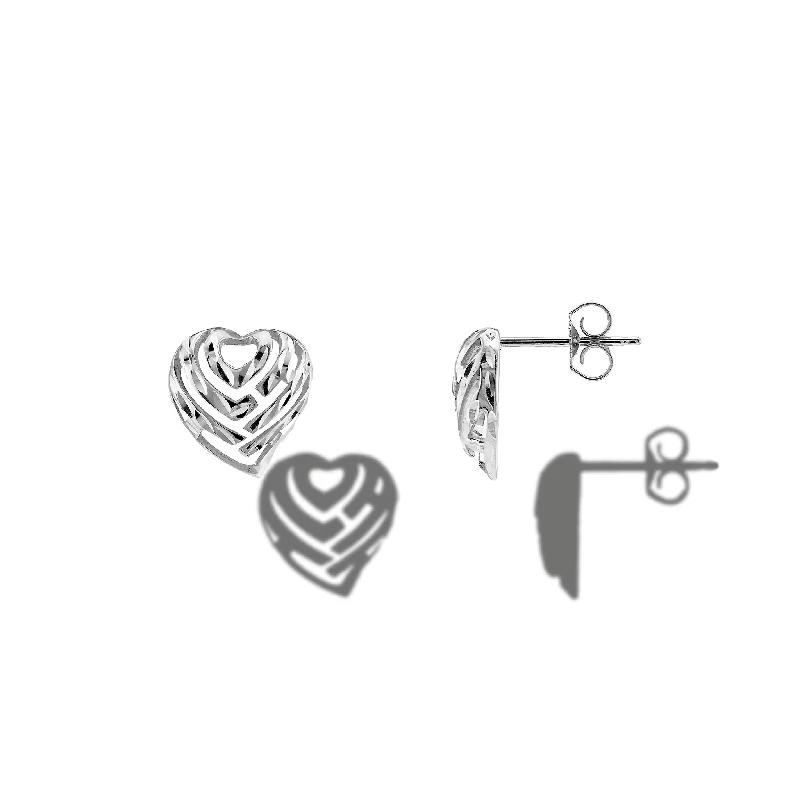 Luxury Handcrafted Jewelry For Elegant Looks Aloha Heart Earrings in Sterling Silver - 10mm