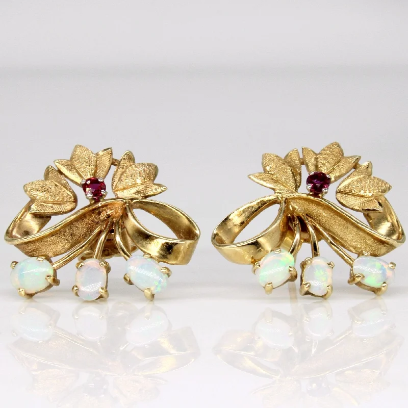 Exclusive Jewelry Offers – Sparkle For Less 'Birks' Vintage Opal & Ruby Earrings | 0.24ctw, 0.10ctw |