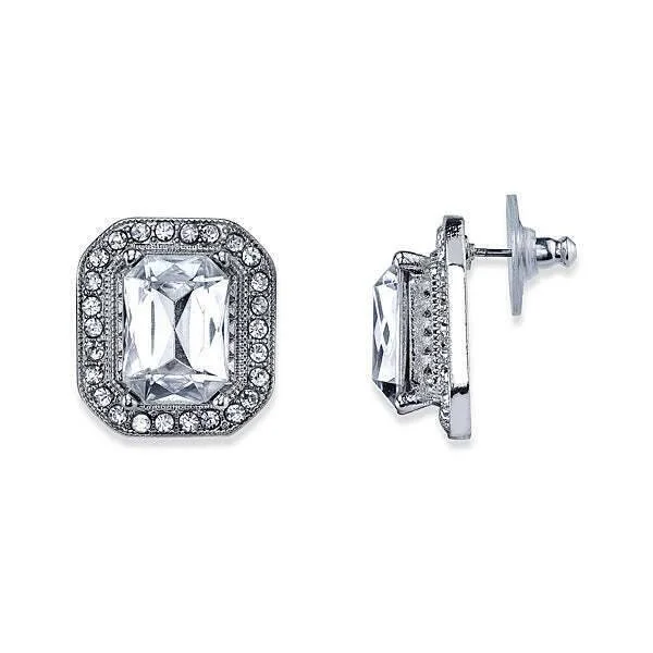 Premium Diamond Jewelry At Once-In-A-Lifetime Discounts 1928 Jewelry Crystal Octagon Button Earrings