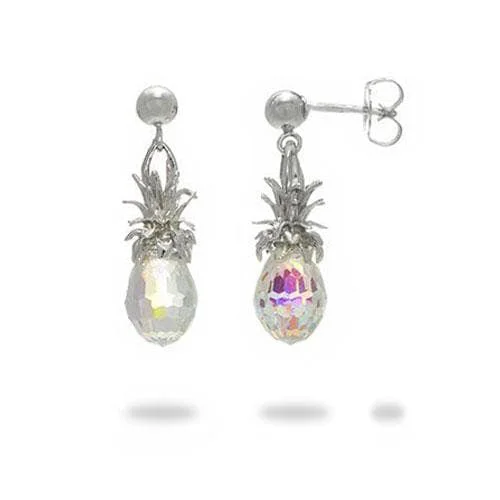 Huge Markdowns On Premium Jewelry Styles Crystal Pineapple Dangle Earrings in Sterling Silver