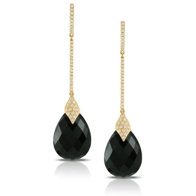 Limited-Time Jewelry Sale – Don't Miss These Deals Doves - 18K Yellow Gold Black Onyx and Diamond Drop Earrings