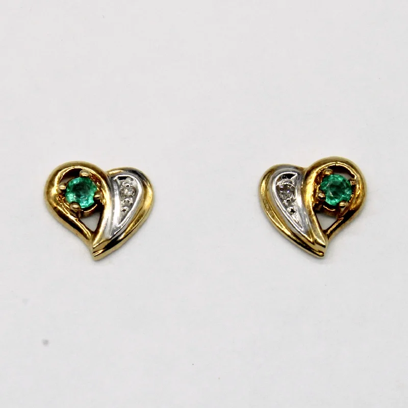 High-Quality Jewelry At A Fraction Of The Cost Emerald & Diamond Heart Earrings | 0.08ctw, 0.01ctw |