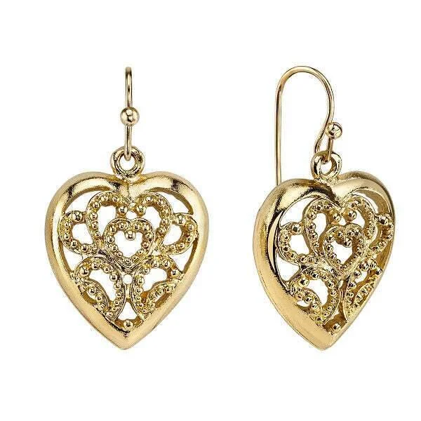 Best Jewelry Deals – Shop Premium Pieces At Great Prices 1928 Jewelry Filigree Heart Drop Earrings