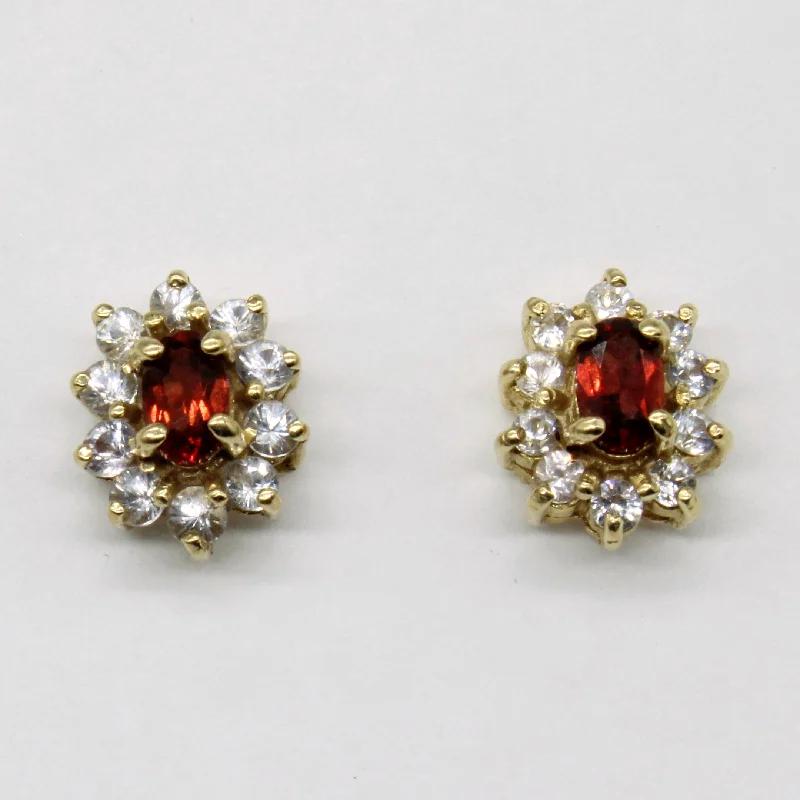 Elegant Jewelry Pieces At Unbelievable Prices Garnet & White Sapphire Halo Earrings | 0.40ctw, 0.40ctw |