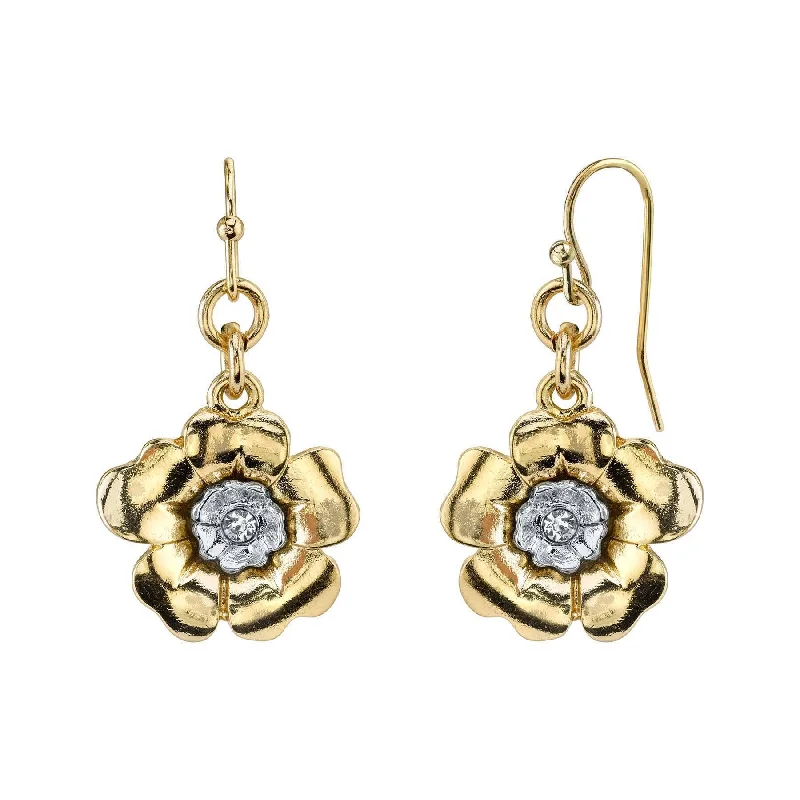 Premium Jewelry At Special Low Prices For A Limited Time 1928 Jewelry Two Tone Crystal Flower Drop Earrings