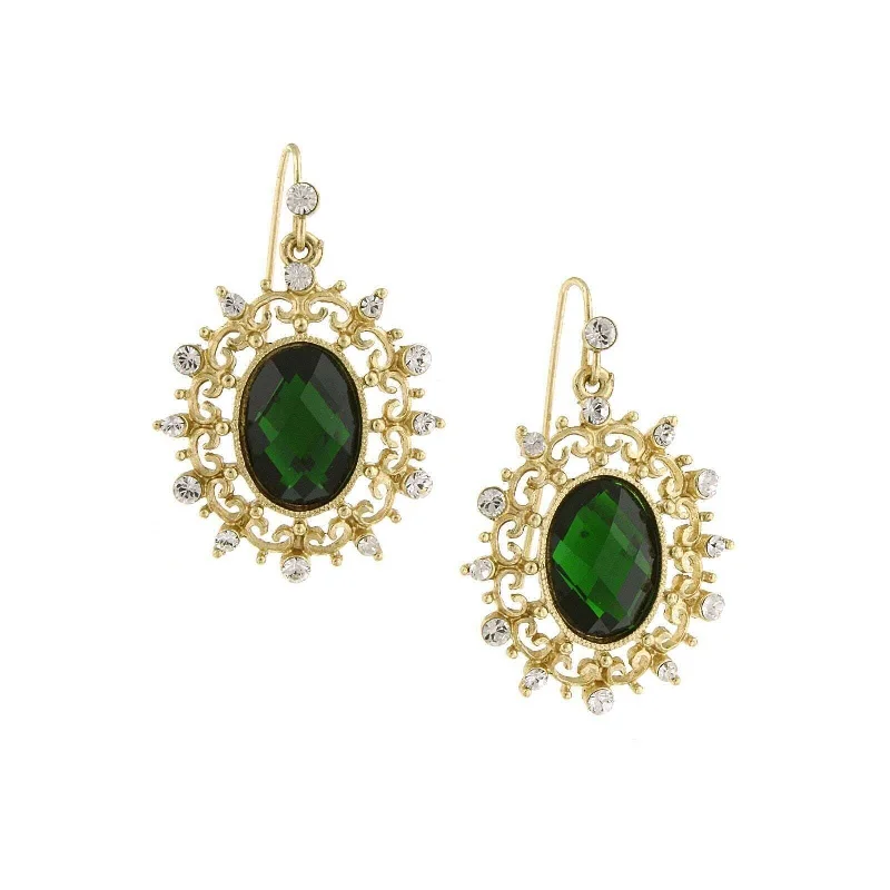 Make Every Moment Shine – Jewelry Discounts Available 2028 Jewelry Green Stone And Crystal Oval Drop Earrings